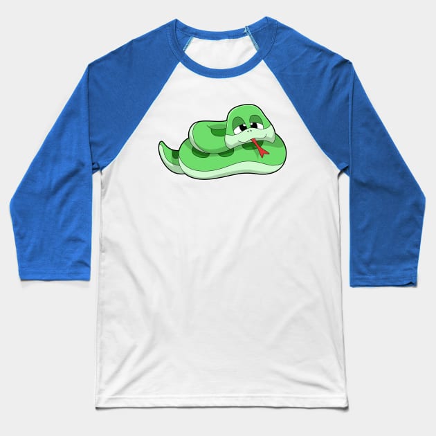 Snake with green Stains Baseball T-Shirt by Markus Schnabel